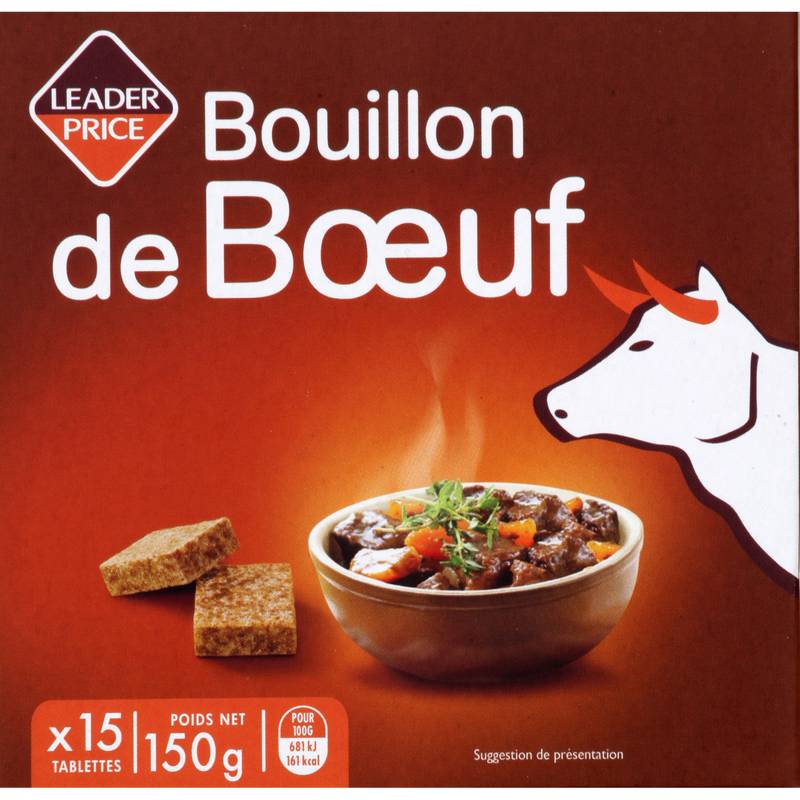 Bouillon cube bœuf Leader price 150g
