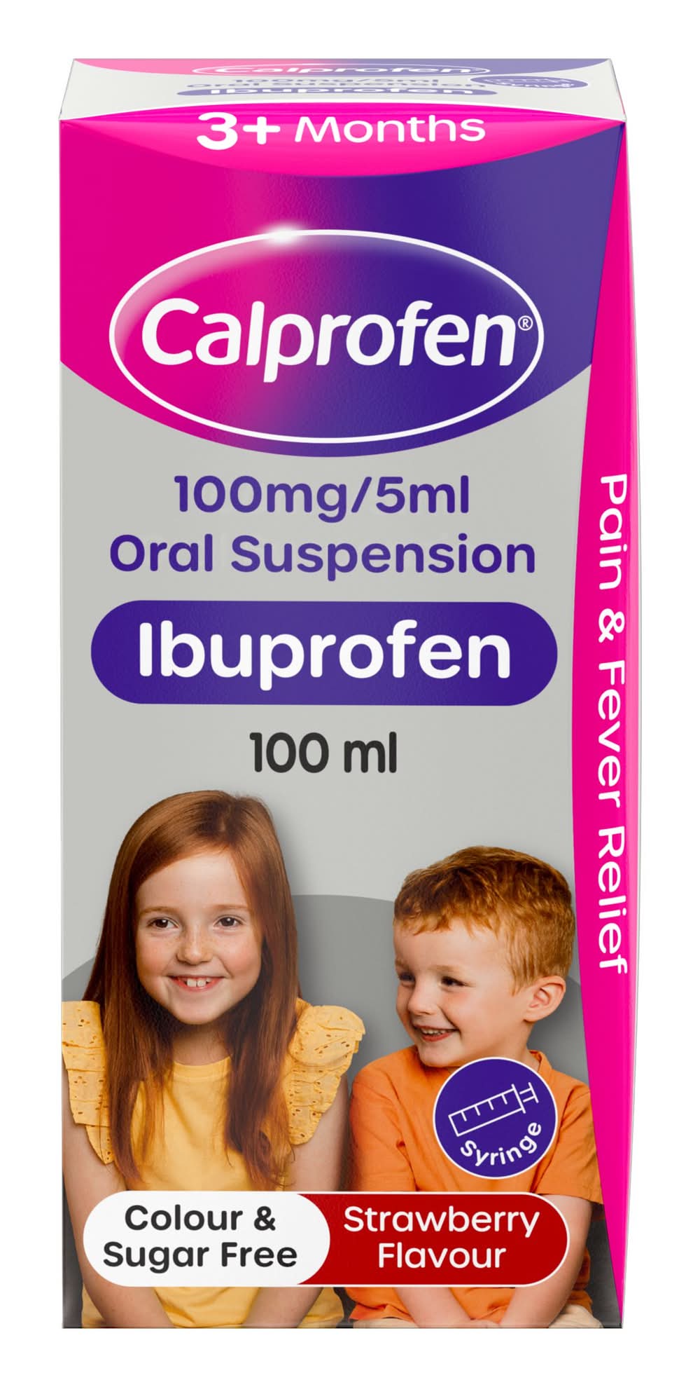 Calpol Calprofen Strawberry, Oral Suspension Ibuprofen 100mg/5ml (100ml)