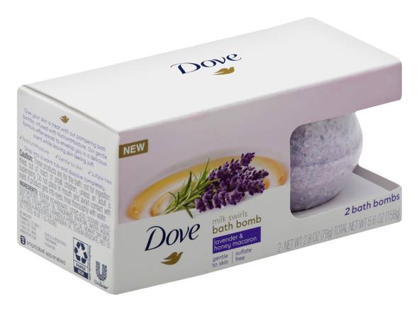Dove Lavender & Honey Macaran Milk Swirls Bath Bombs (2 ct)