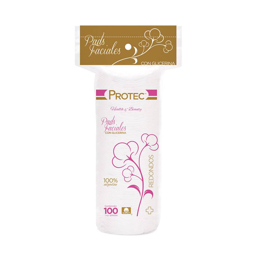 Protec · Pads faciales con glicerina (100 un)