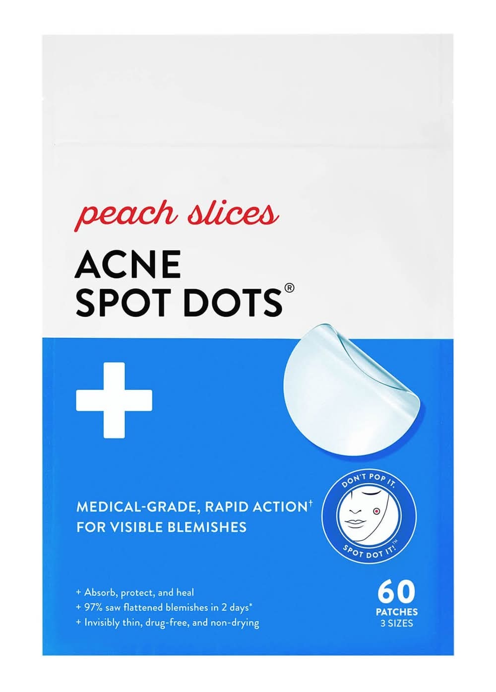 Peach Slices Acne Spot Dots Hydrocolloid Acne Pimple Patches (60 ct)