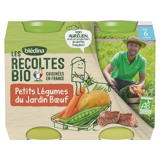 Blédina - Les recoltes bio petits légumes du jardin boeuf dès 6 mois (2 pièces)