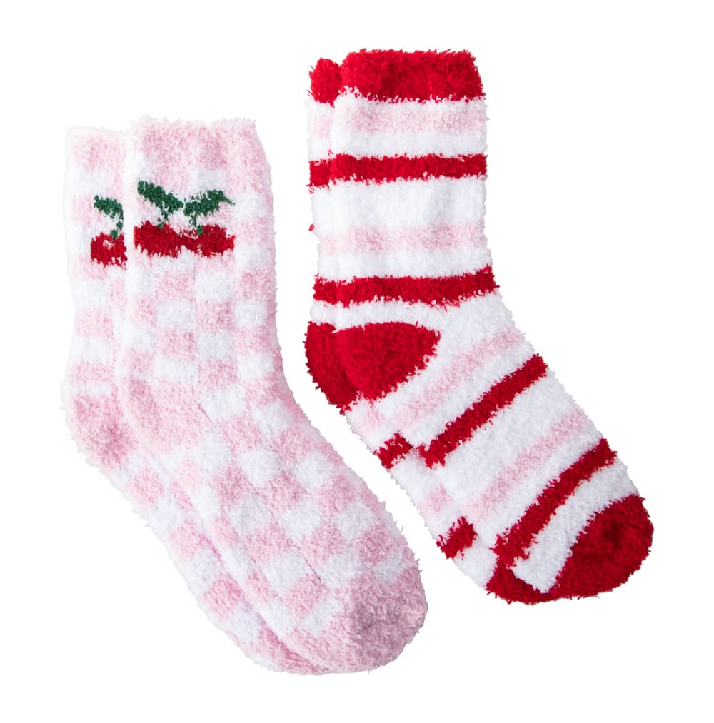 Cozy Crew Socks 2-Pairs Cherry Stripe