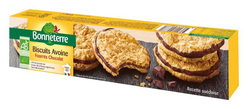 Bonneterre - Biscuits avoine fourré, chocolat (150g)