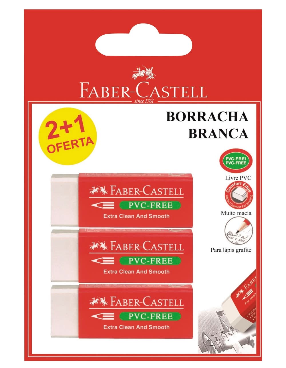 Borracha Branca 3 unidades Faber Castell