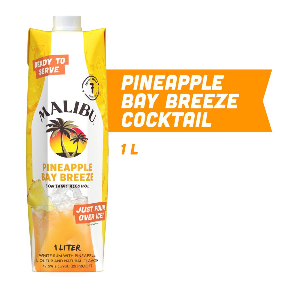 Malibu Bay Breeze White Rum Liqueur, Pineapple (1 L)