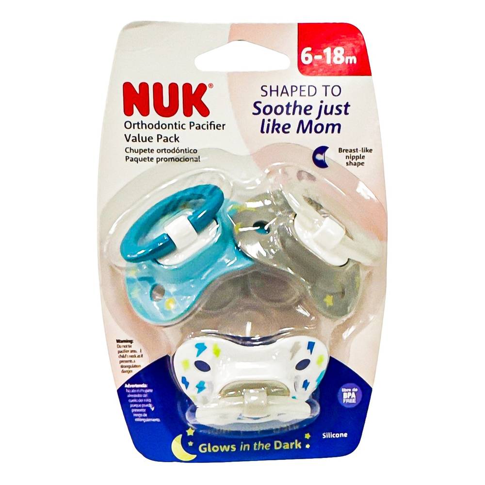 Nuk Classic Pacifier Value pack 6-18m (3 ct)