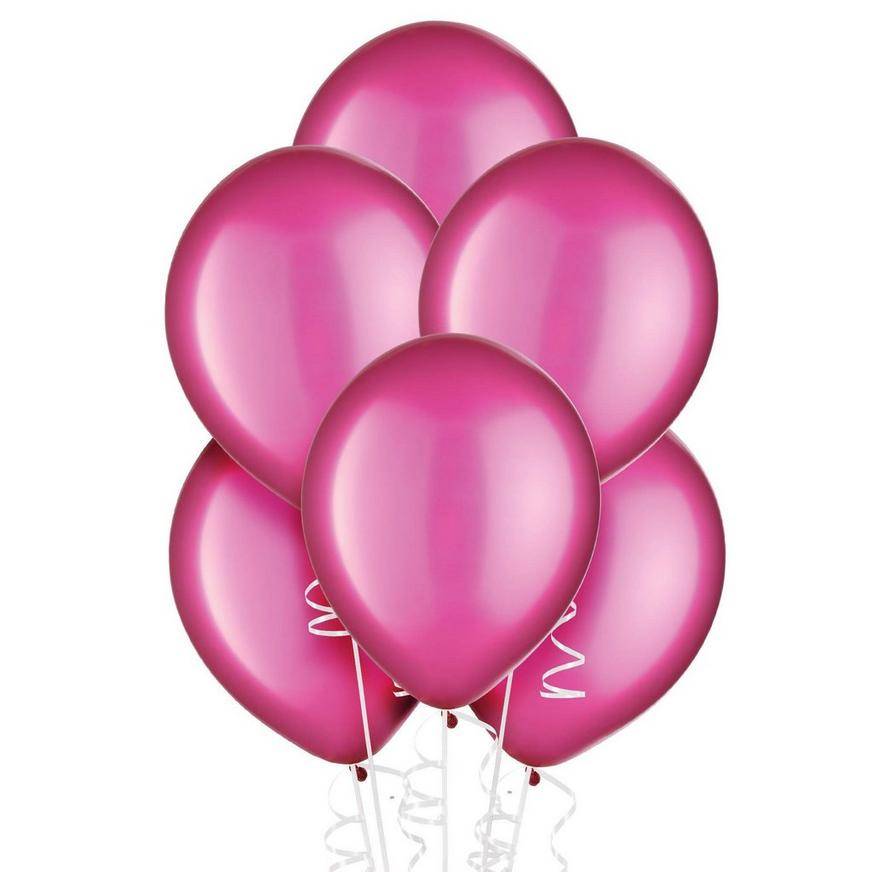 Amscan Uninflated Globos De Latex Pearl Balloons, Bright Pink (15 ct)