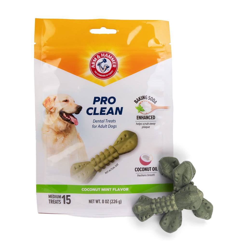 Arm & Hammer Pro Clean Dental Dog Treats, Medium (8 oz, 15 ct)