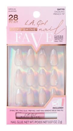 L.A. Girl Fave Dazzling French Tip Luxe Shine Nails Kit 28-Pcs Dazzling French Tip