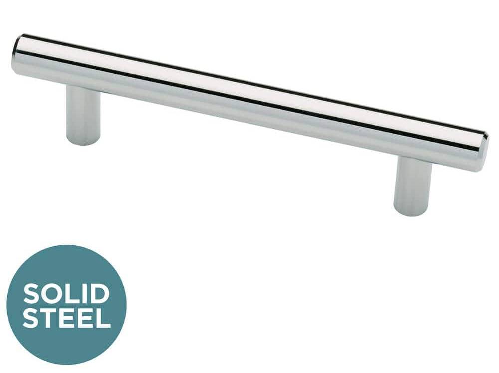 Liberty Solid Bar Cabinet Drawer Pull, 3 in, Polished Chrome
