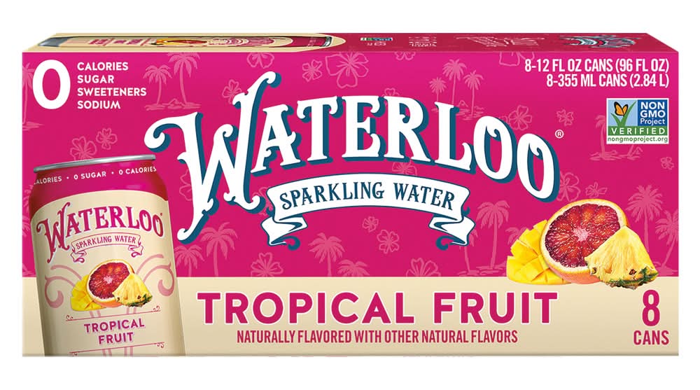 Waterloo Tropical Fruit Sparkling Water - 8 Pack, 12 fl oz Cans