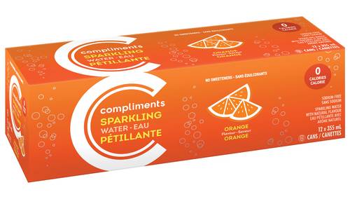 Compliments Eau Pétillante À La Orange 12 X 355Ml (Canettes) / Compliments Sparkling Water Orange 12 x 355 ml (cans)
