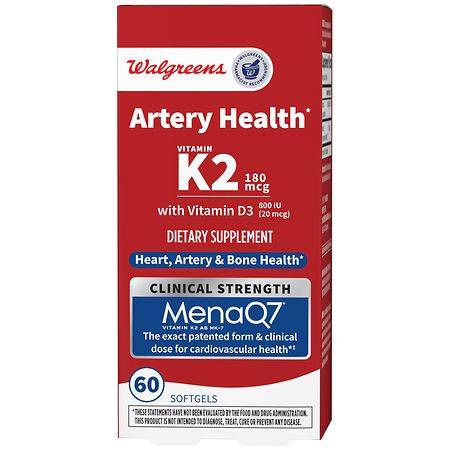 Walgreens Artery Health Vitamin K2 with Vitamin D3 - 60.0 ea