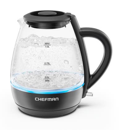 Chefman Electric Kettle With Tea Infuser and Removable Lid, Black