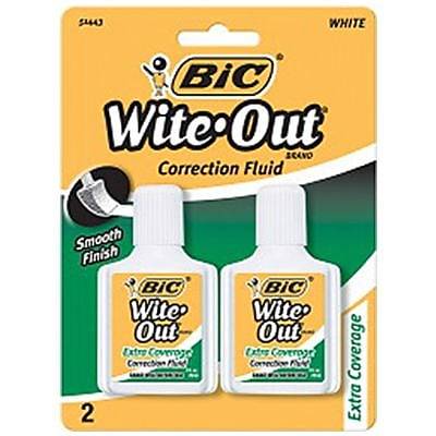 Bic Wite-Out Extra Coverage White Correction Fluid Bottle