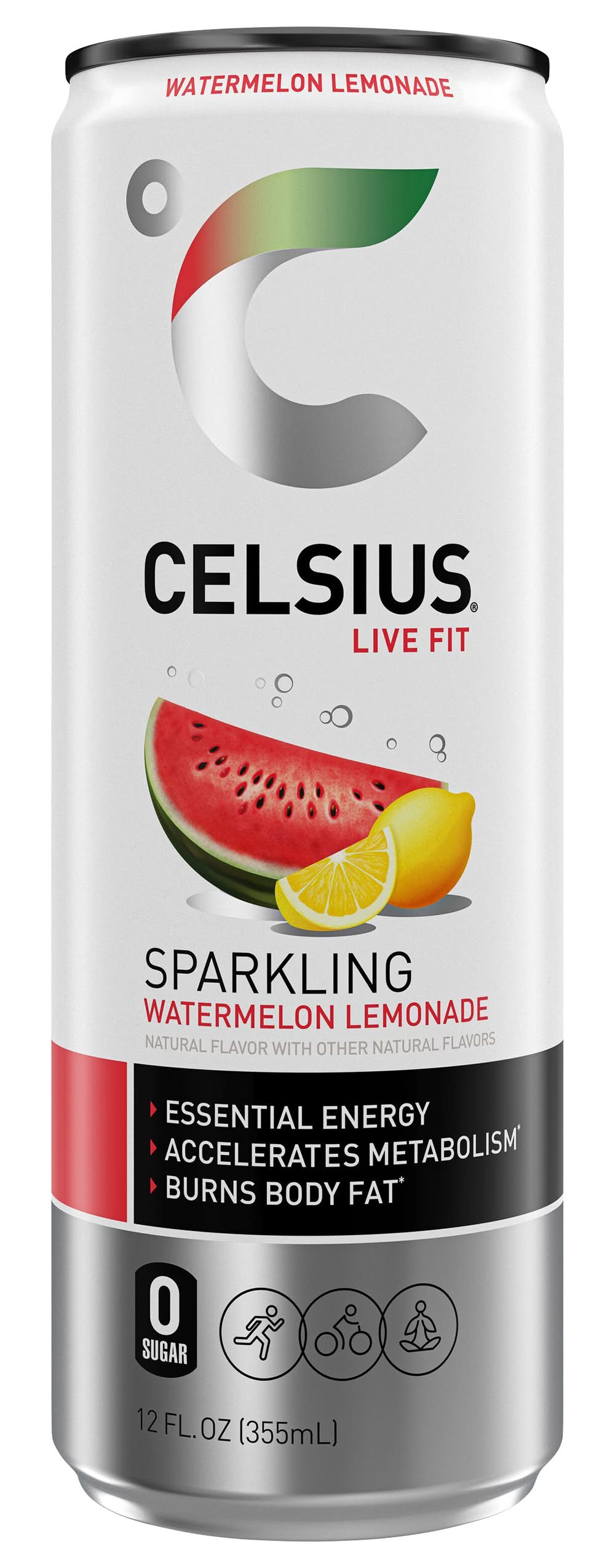 Celsius Live Fit Sparkling Essential Energy Drink, Watermelon Lemonade (12 fl oz)