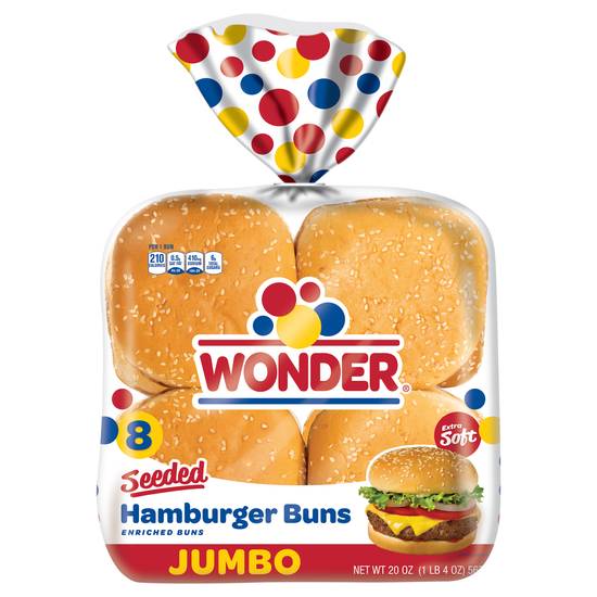 Wonder Jumbo Seeded Extra Soft Hamburger Buns, (8 ct)