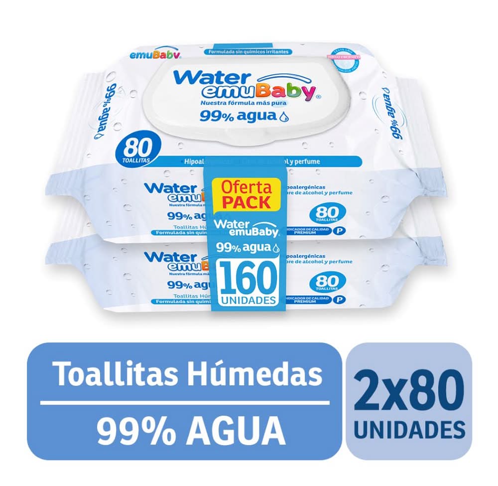 Emubaby toallitas húmedas 99% agua (2 un)