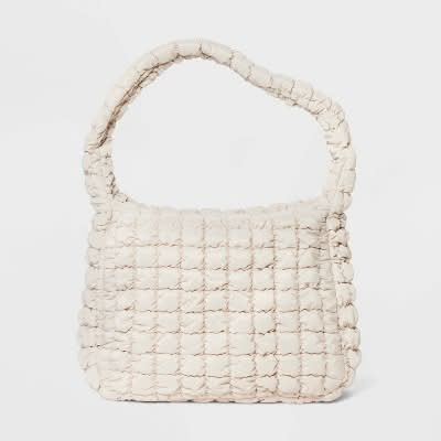 Wild Fable Puffer Hobo Shoulder Bag, Off-White