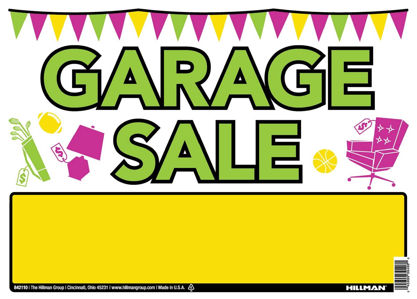 Hillman Vibrant Garage Sale Sign