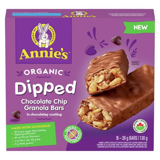 Annie's Organic Dipped Chocolate Chip Granola Bar (130 g)