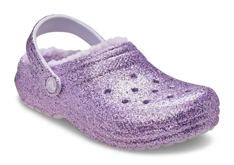Crocs Classic Lined Chunky Glitter Clog - Kids' (Purple Medium - 9 Toddler)