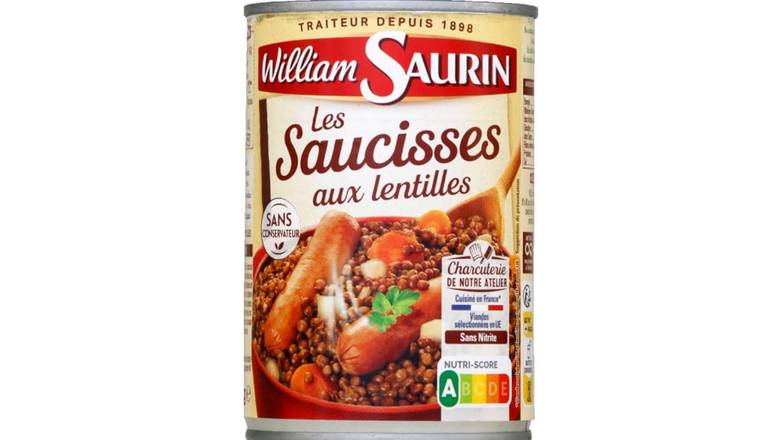 William Saurin Saucisses aux lentilles Plat cuisiné, 420g