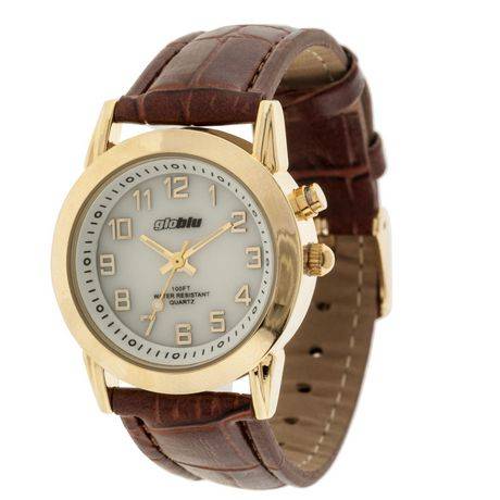 Globlu Ladies Easy Read Brown Strap Analog Watch