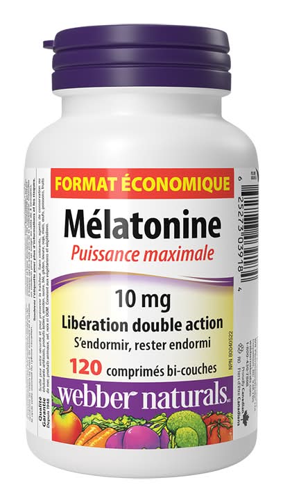 Webber naturals mélatonine comprimés à libération pour soutien du sommeil 10 mg (120 unités) - webber naturals melatonin maximum strength dual action release 10 mg (120 ct)