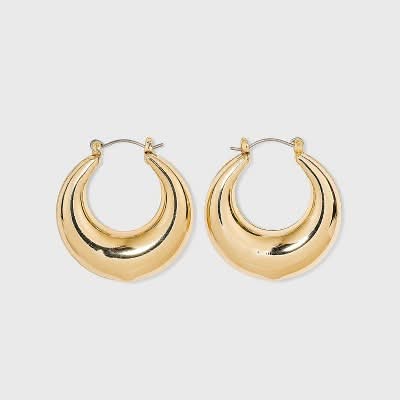 A New Day Thick Metal Hoop Earrings, 1.5 in, Gold