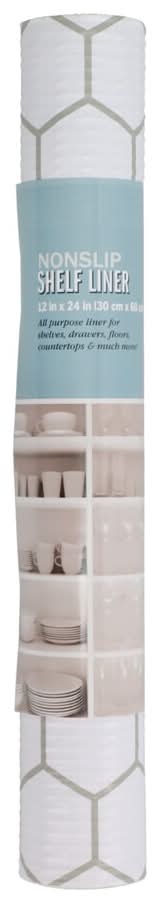All Purpose Tile Design Nonslip Vinyl Shelf Liner, 12x24 in, White
