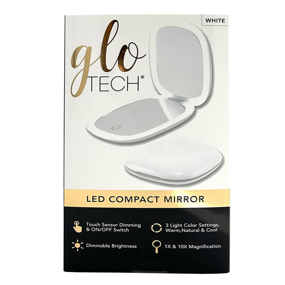 Glo Tech Compact Mirror, White