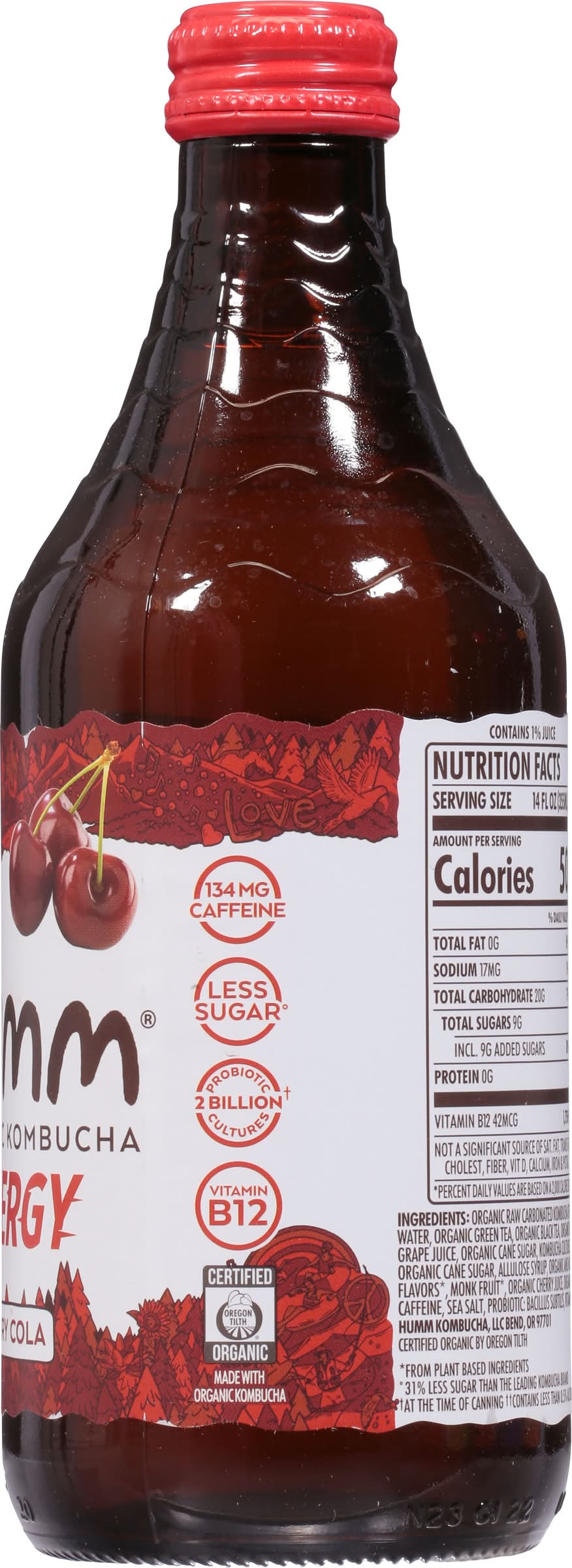 Humm Probiotic Kombucha Energy Cherry Cola 135 mg Caffeine (14 fl