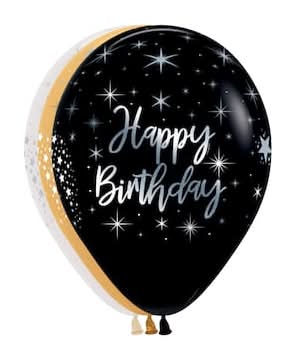 Inflated Assorted 11" Radiant Happy Birthday Latex Balloon, 1Pc. (Contains Latex)