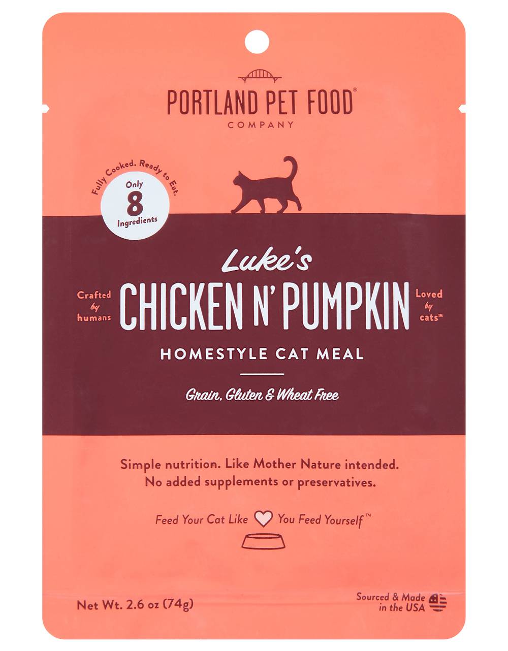 Portland Pet Food Company Luke's Cat Meal, Chicken N' Pumpkin (2.6 oz)