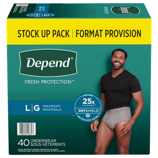 Depend Fit-Flex Maximum Absorbency Underwear Men L (40 ct)