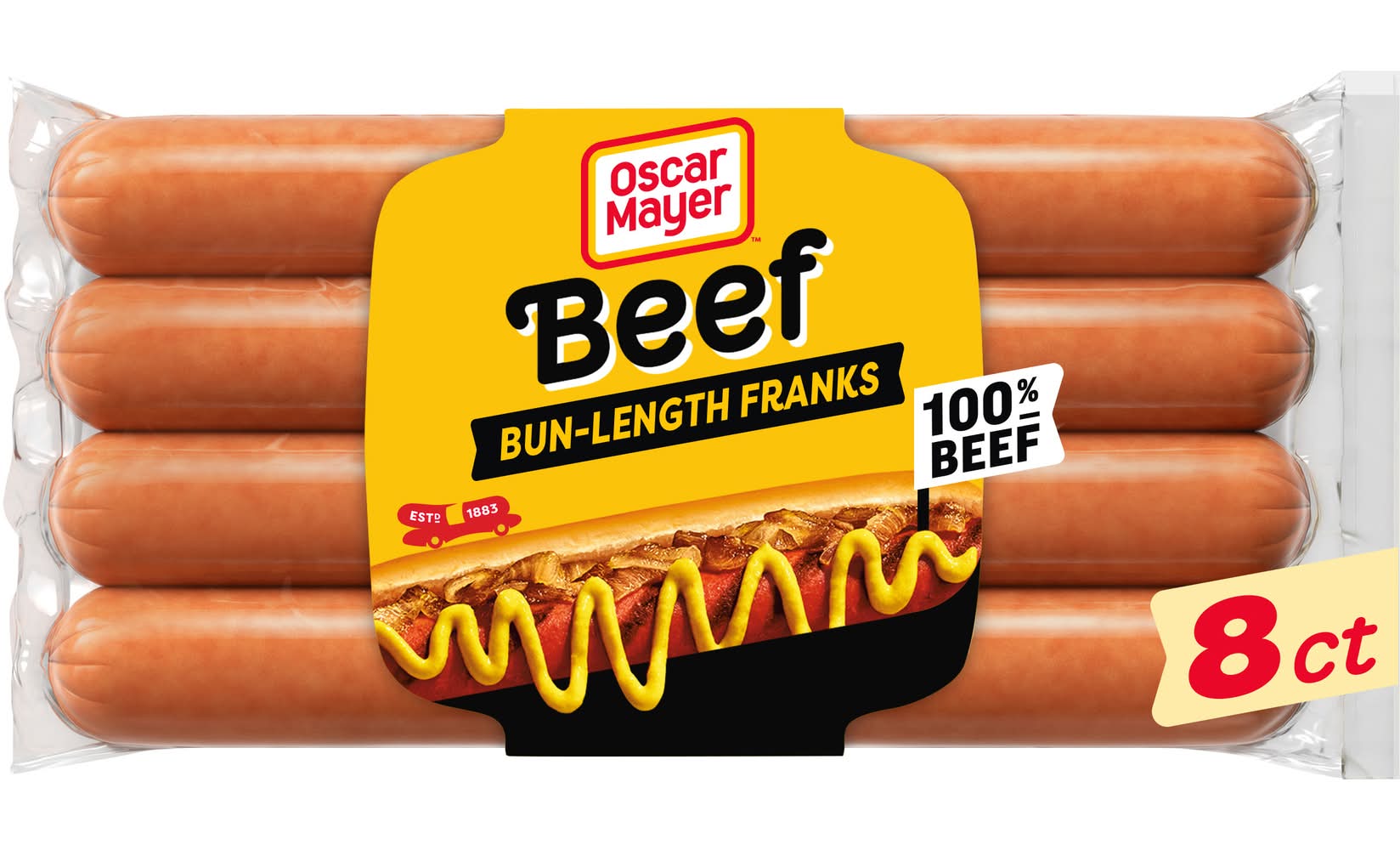 Oscar Mayer Bun Length Beef Franks Hot Dogs (15 oz, 8 ct)