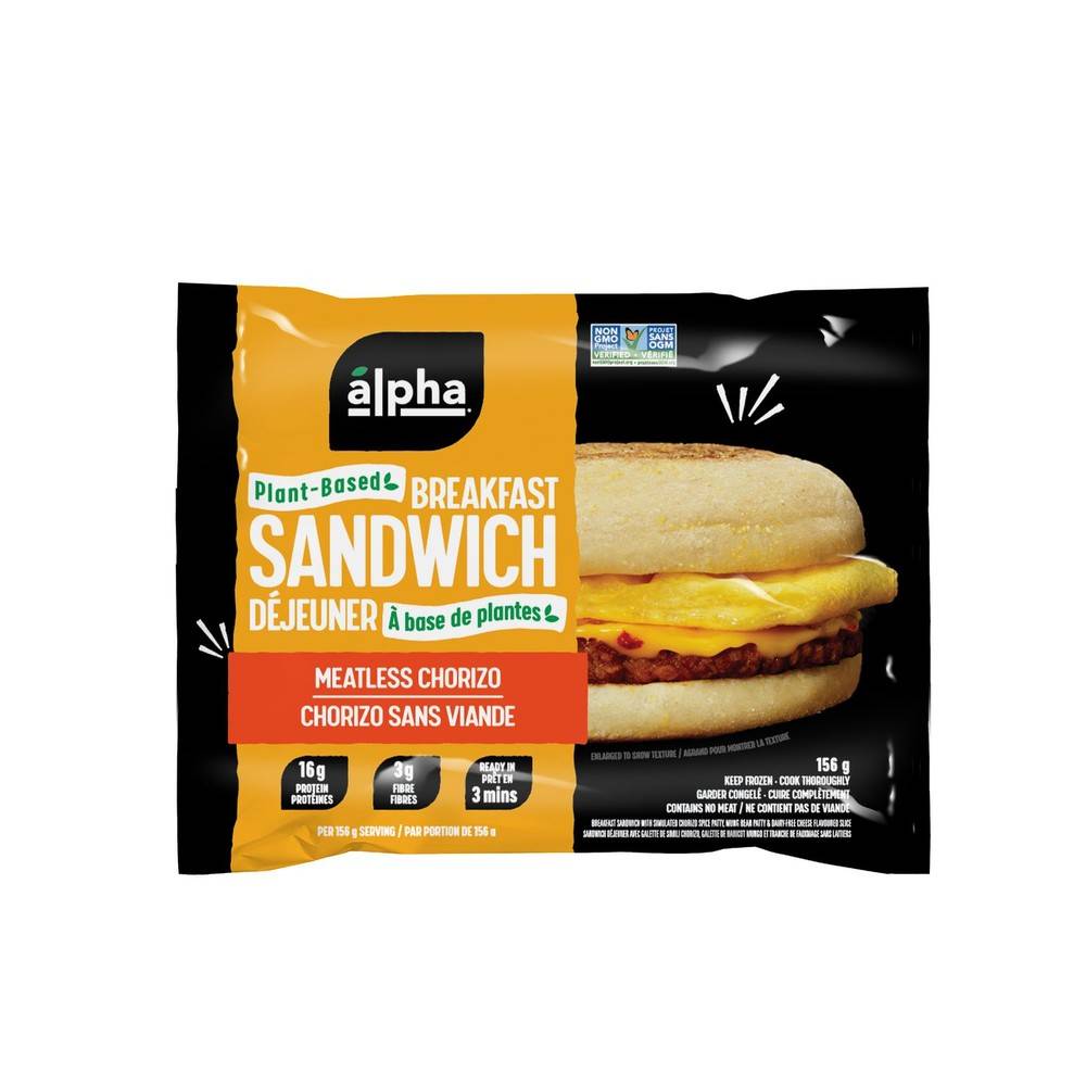 Alpha Breakfast Sandwich Meatless Chorizo Delivery Near Me Order