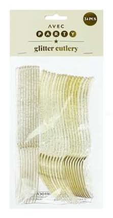 Avec Party Glitter Cutlery 24-Pack Gold