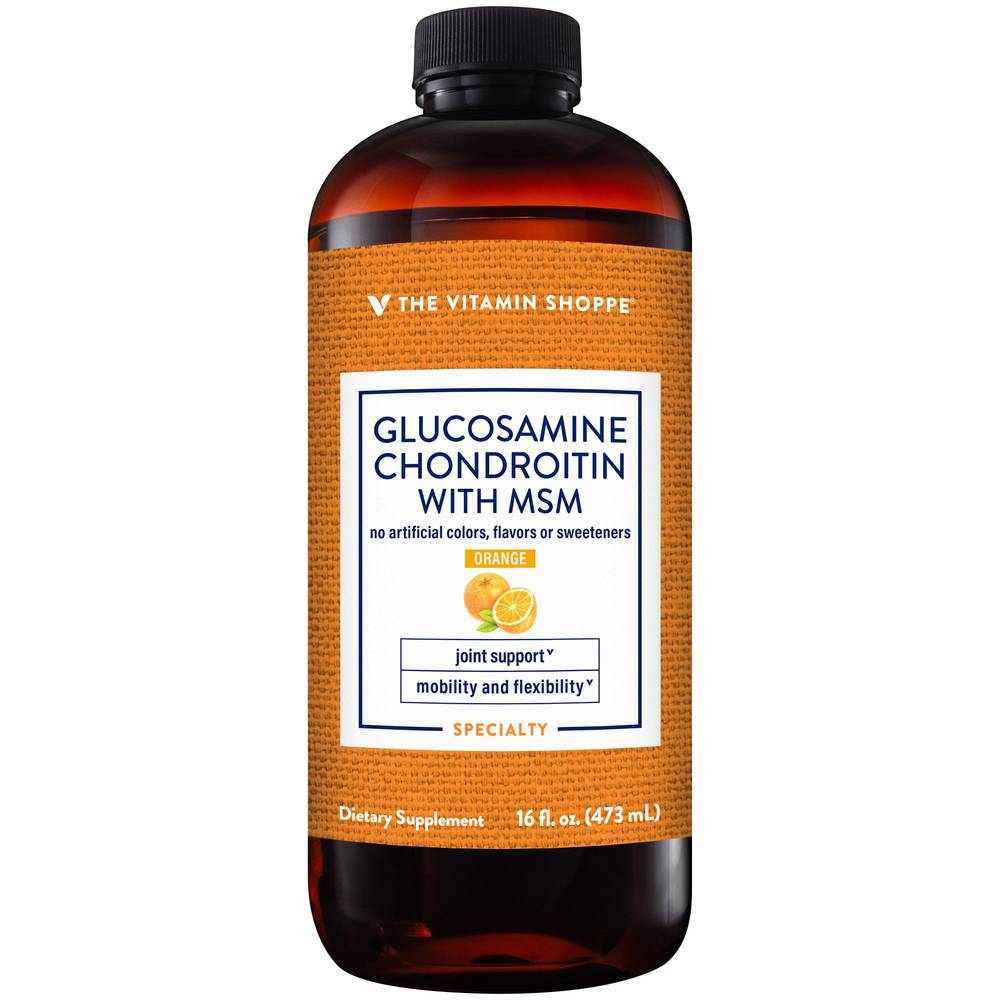 Liquid Glucosamine Chondroitin With Msm - Supports Joint Health, Mobility, & Flexibility - Orange (16 Fl. Oz.)