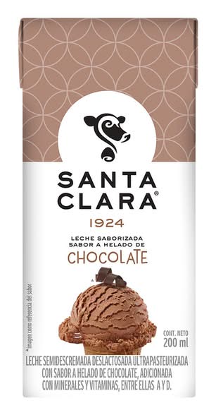 Santa Clara · Leche semidescremada deslactosada ultrapasteurizada, helado de chocolate (180 ml)