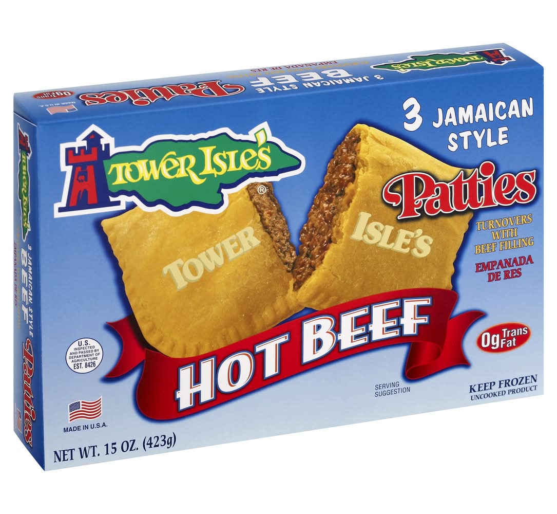 Tower Isle's Hot Beef Jamaican Style Patties (15 oz, 3 ct)
