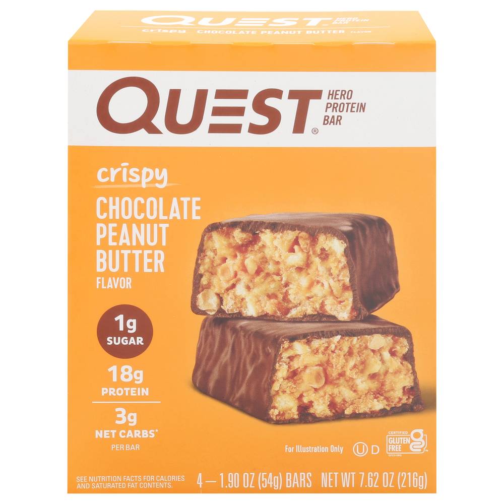 Quest Crispy Protein Bars, Chocolate-Peanut Butter (1.9 oz, 4 ct)