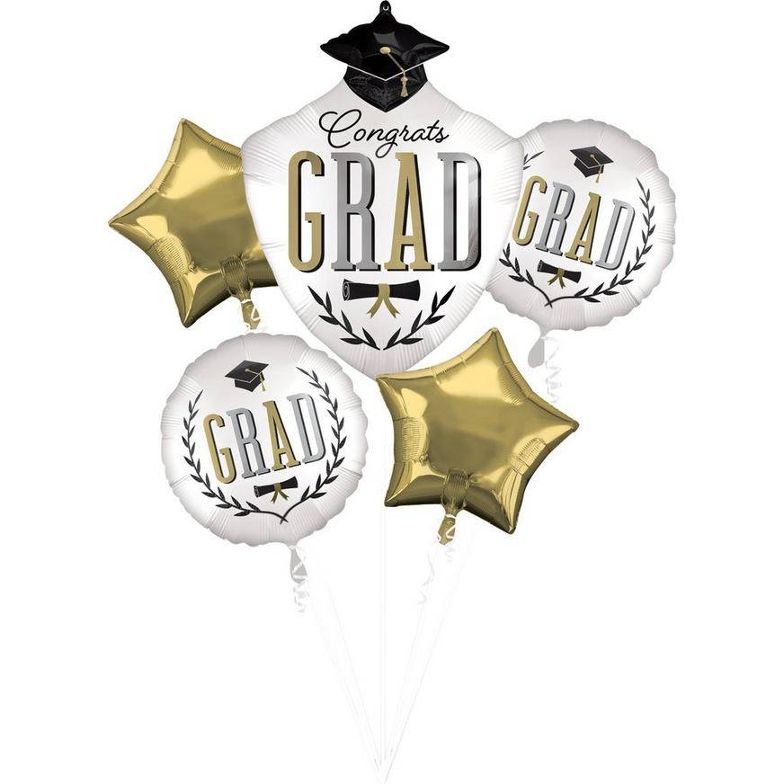 Uninflated Satin Caps Off Congrats Grad Foil Balloon Bouquet, 5pc