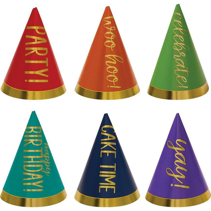 Amscan Mini Cone Birthday Hats (unisex/ 4"/rainbow)