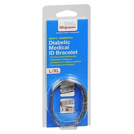 Walgreens Men's Diabetic Medical Id Bracelet L/Xl