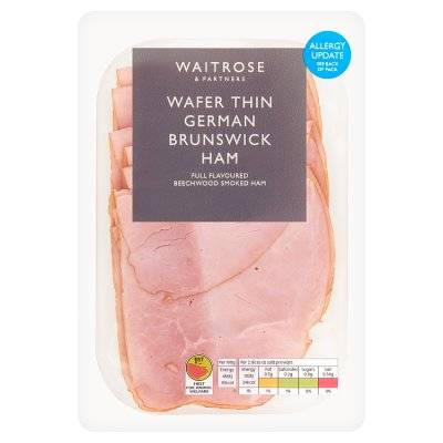 Waitrose & Partners Wafer Thin German Brunswick Ham (beechwood smoked)