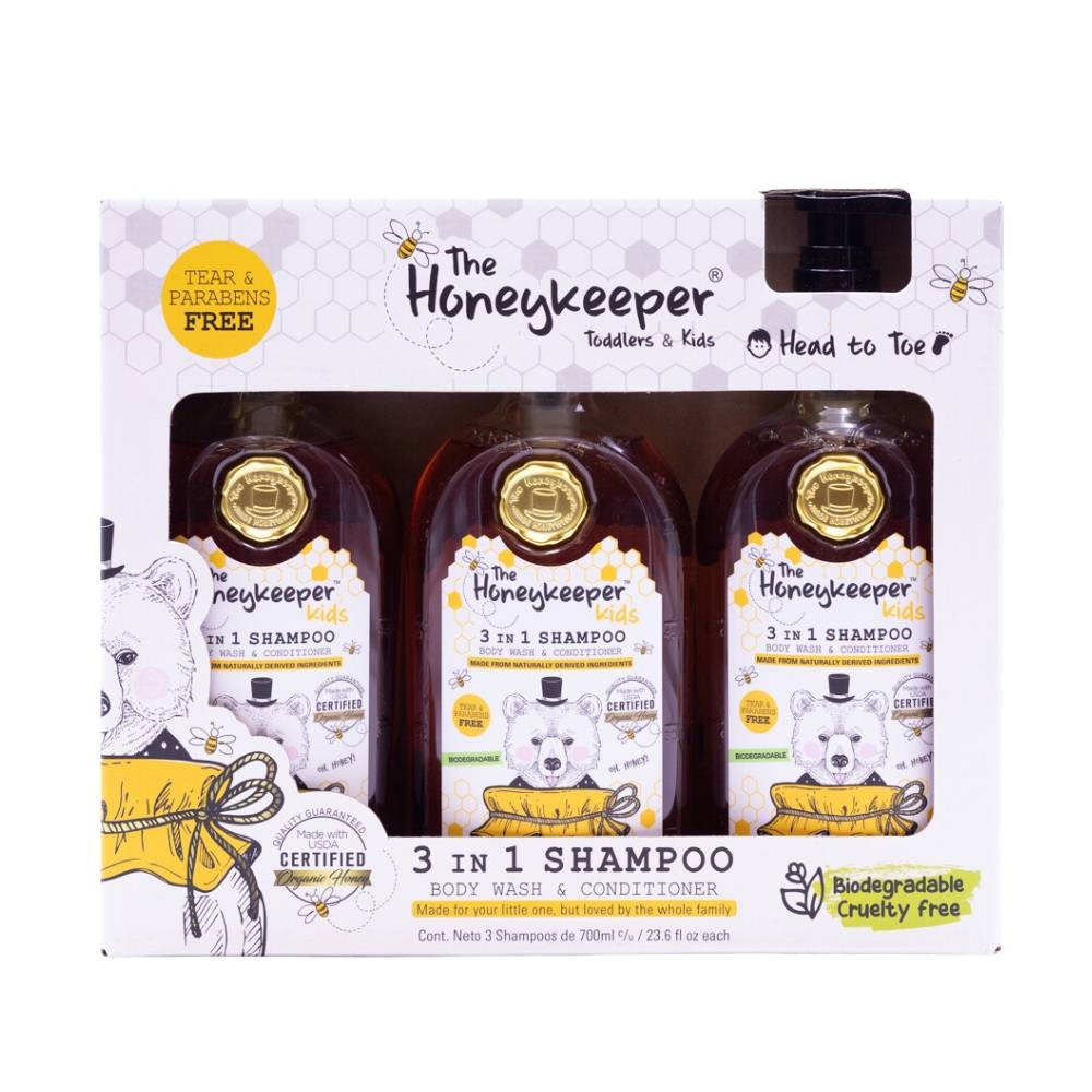 The honeykeeper shampoo 3 en 1 (pack 3 x 700 ml)