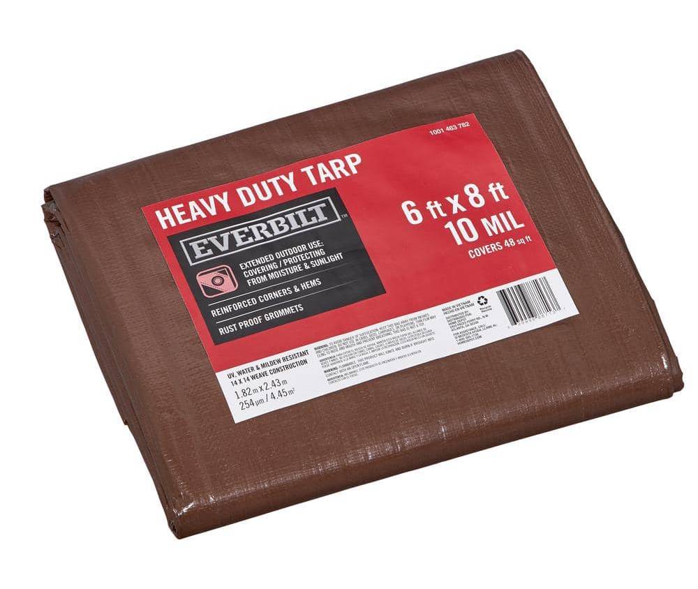 Everbilt Heavy Duty Tarp, 6 Ft. X 8 Ft., Brown-Silver